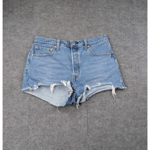 Levis 501 Shorts Womens 32 Button Fly Cotton Cut Off Raw Hem Mini Festival 90s